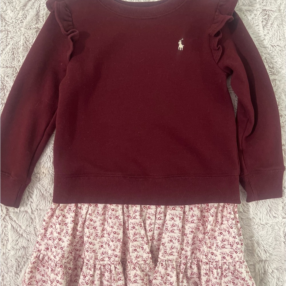 Polo Ralph Lauren Burgundy Sweatshirt Dress